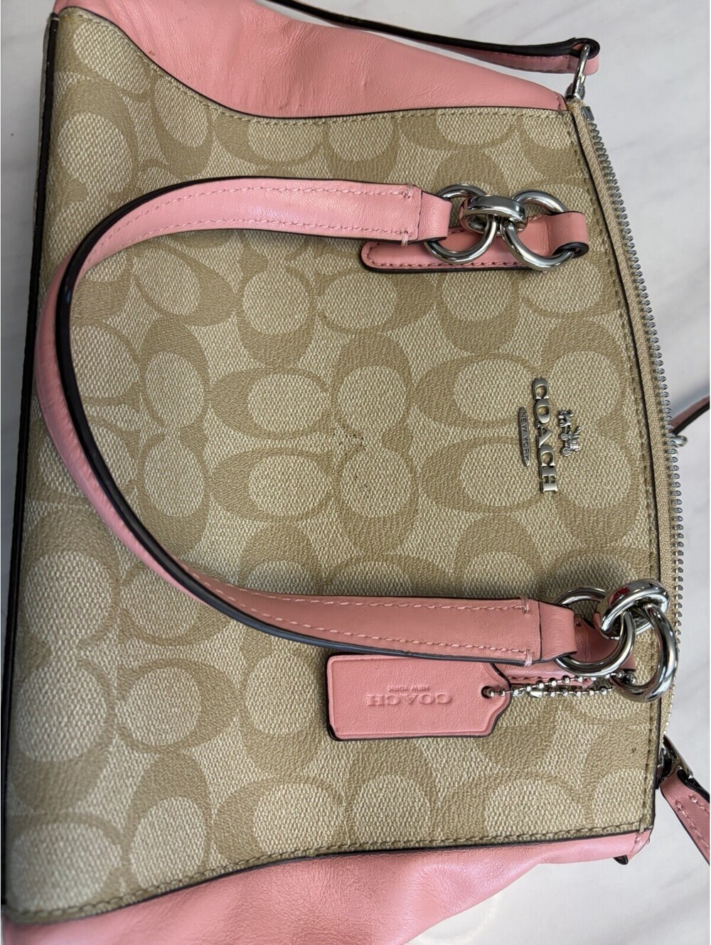 COACH City Mini Shoulder Bag Signature Canvas F 58290 Powder Pink Best Gift